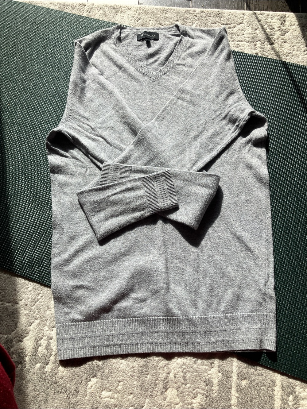 RW&CO. Men's V-Neck Sweater in Light Gray